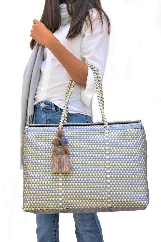 
                
                    Load image into Gallery viewer, Bombon Tote Silver / Bone
                
            