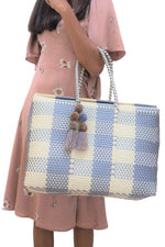 Bombon Tote Bone / Silver Plaid