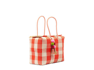 Bombon Tote Bone / Orange Plaid