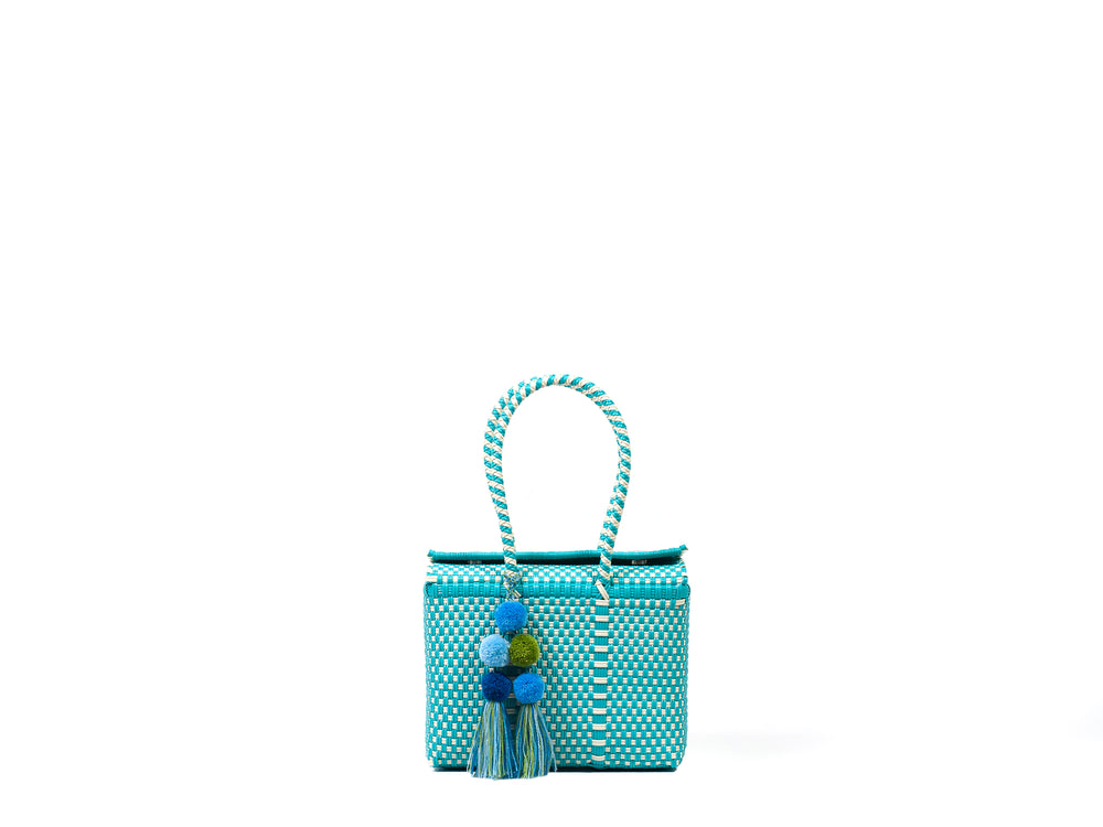 Bombon Tote Mini Turquoise / White