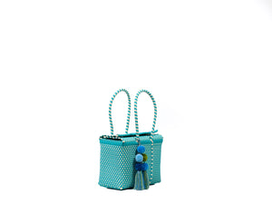 Bombon Tote Mini Turquoise / White