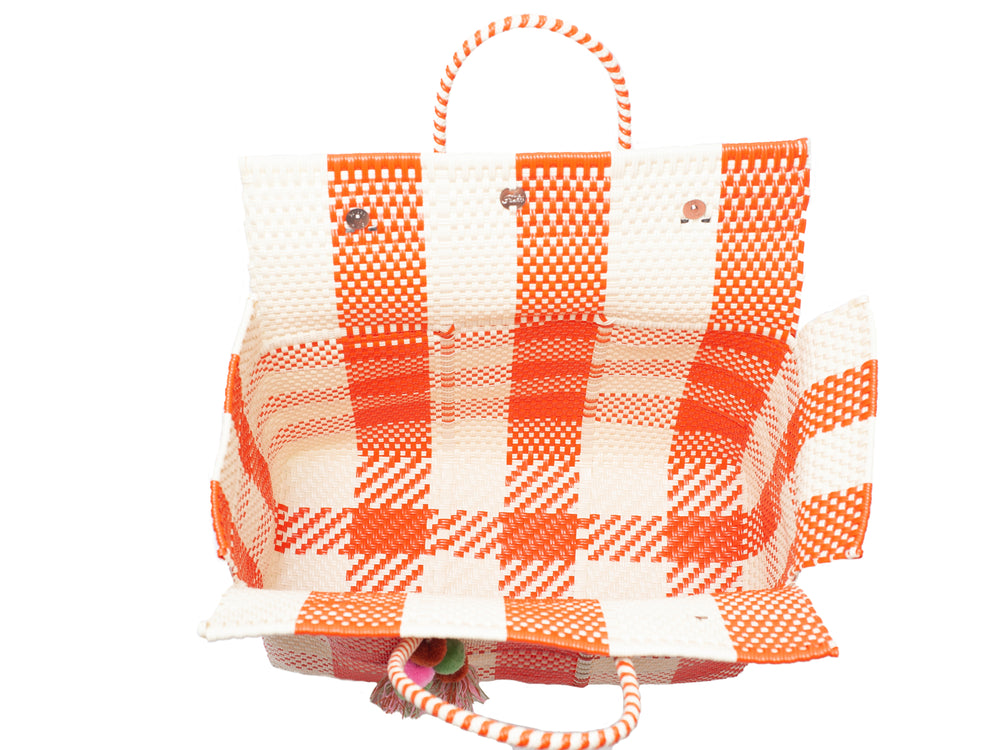 Bombon Tote Bone / Orange Plaid